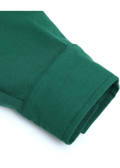 Blackish Green Peter Pan Collar Button Tops Long Sleeve