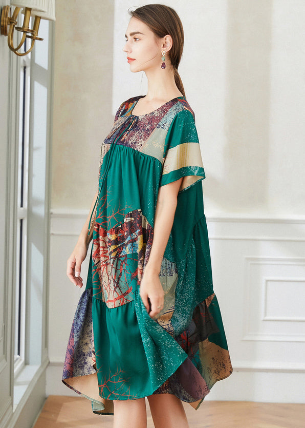 Colorblock Asymmetrical Patchwork Tie Dye Chiffon Dresses Summer