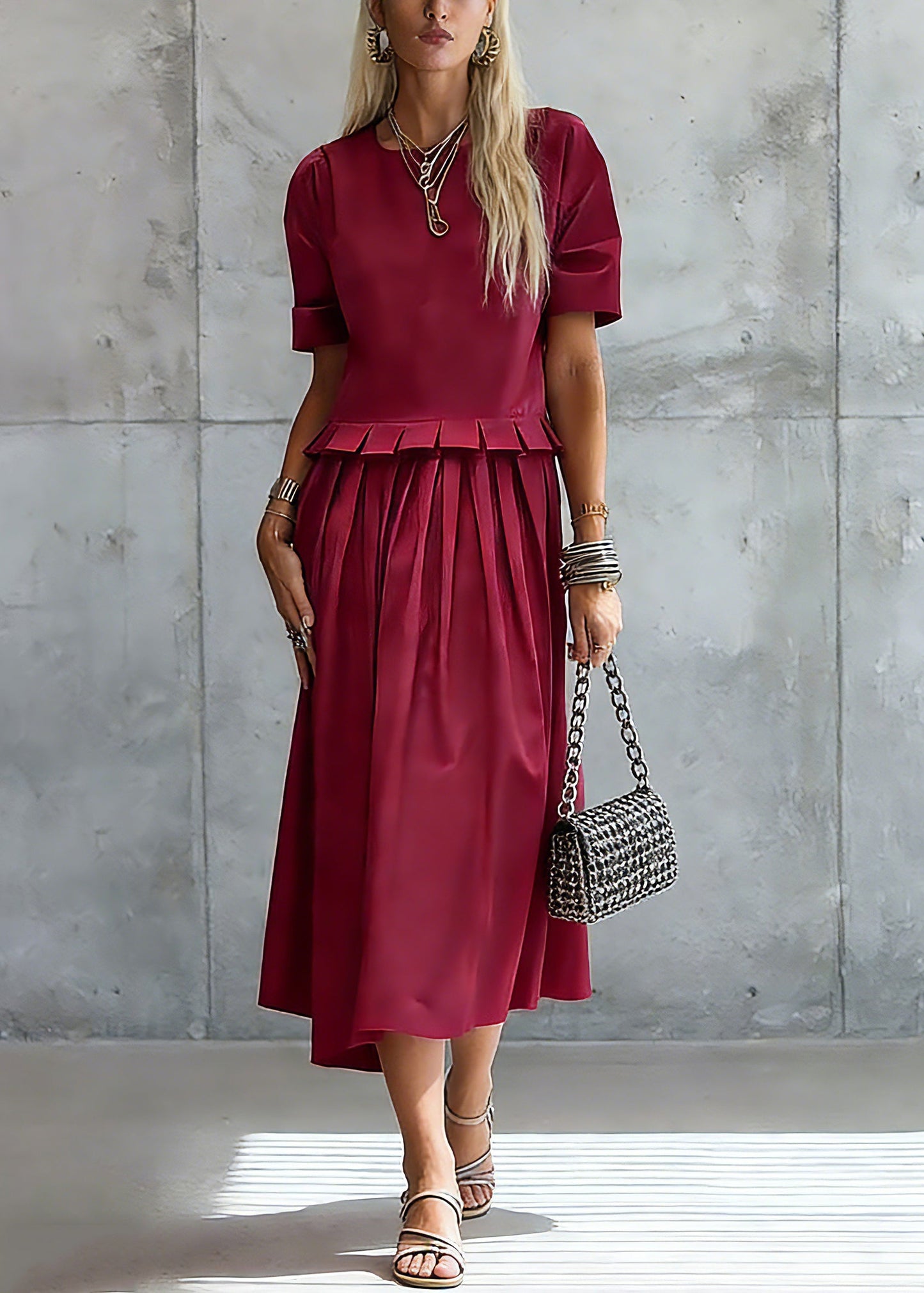 Stylish Red Ruffled Maxi Dress Summer