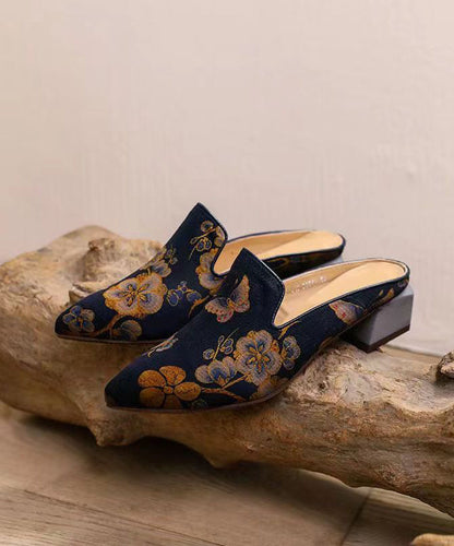 Chunky Yellow Sheepskin Pointed Toe Slide Sandals