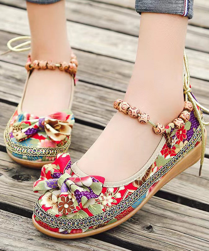 Black Bow Splicing Wedge High Wedge Heels Shoes Soofairy Shoes-20251