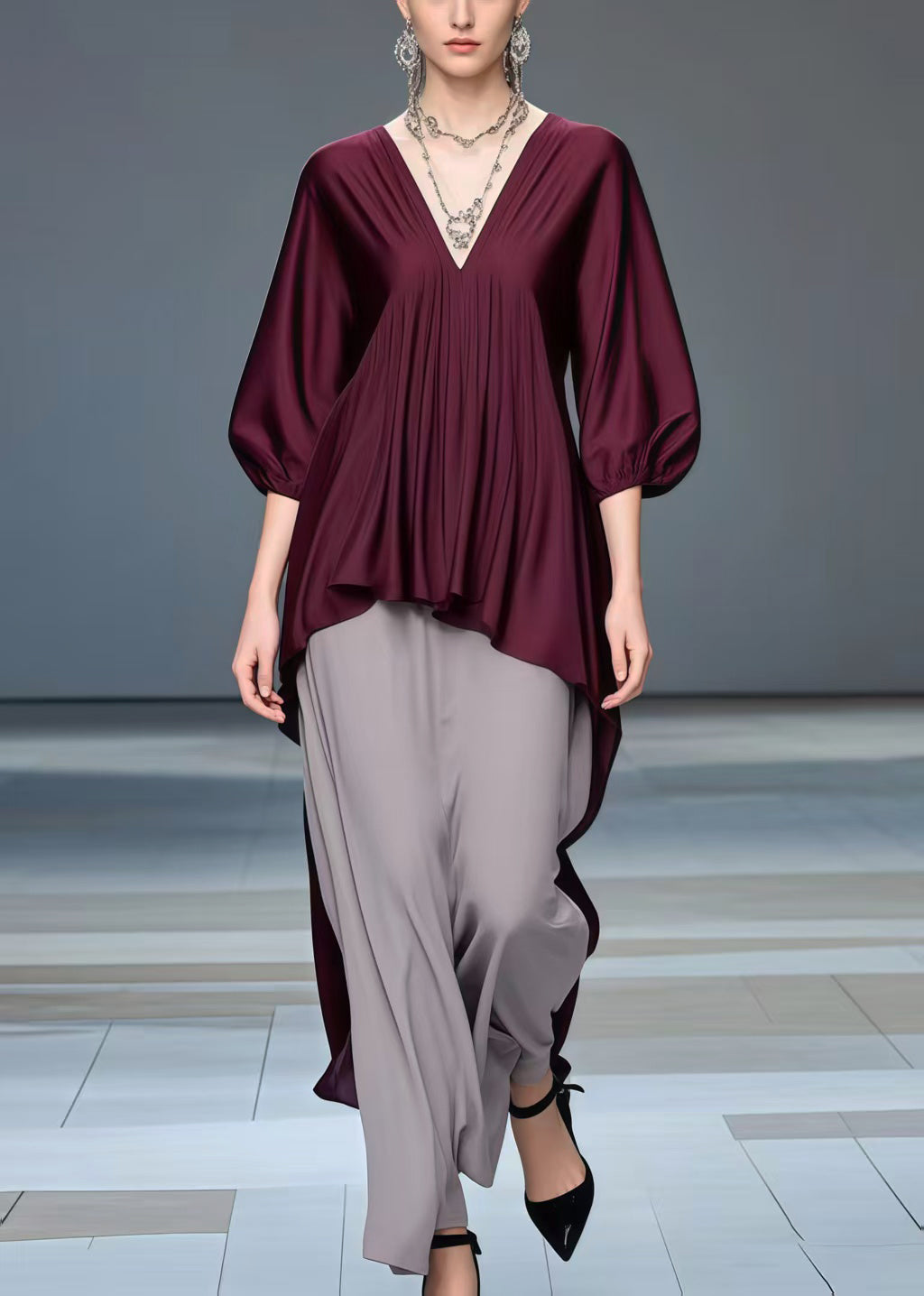 Mulberry Low High Design Silk Shirt Bracelet Sleeve