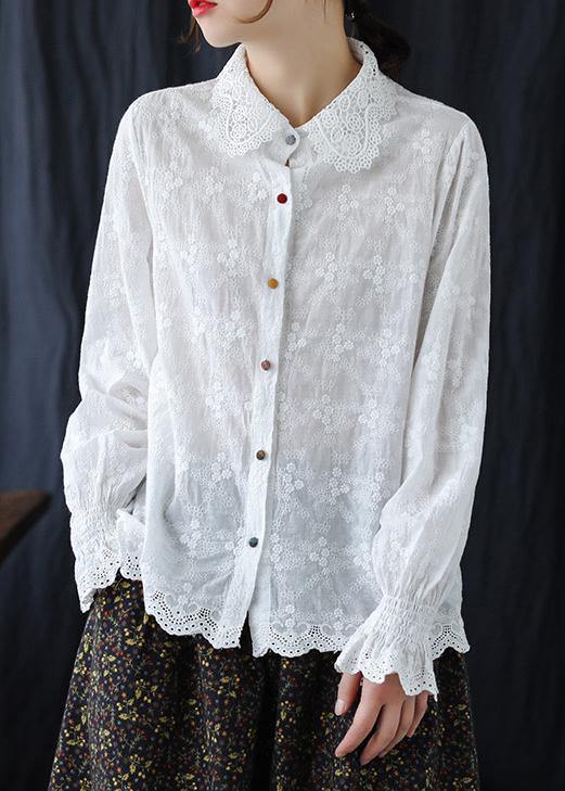 White Embroidery Clothes for Lapel Clothing Spring Shirts
