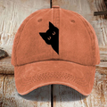 Japanese Art Black Cat Print Washed Sun Hat elevenforest