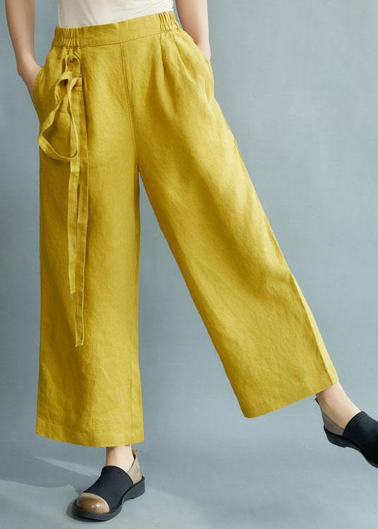 Yellow Loose Straight Fall Pants
