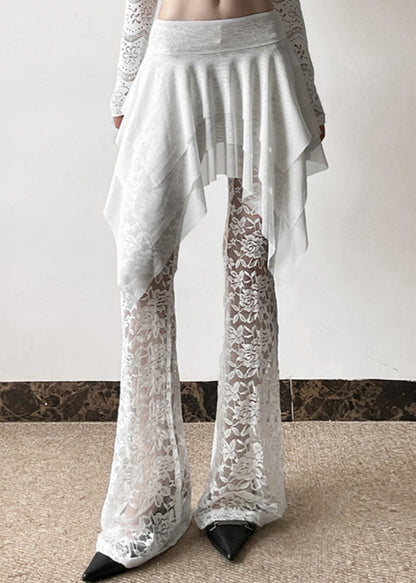 Black Hollow Out Patchwork Lac Flare Bottoms Summer
