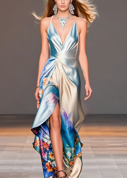 Print Asymmetrical Design Backless Vestidos Dress Summer