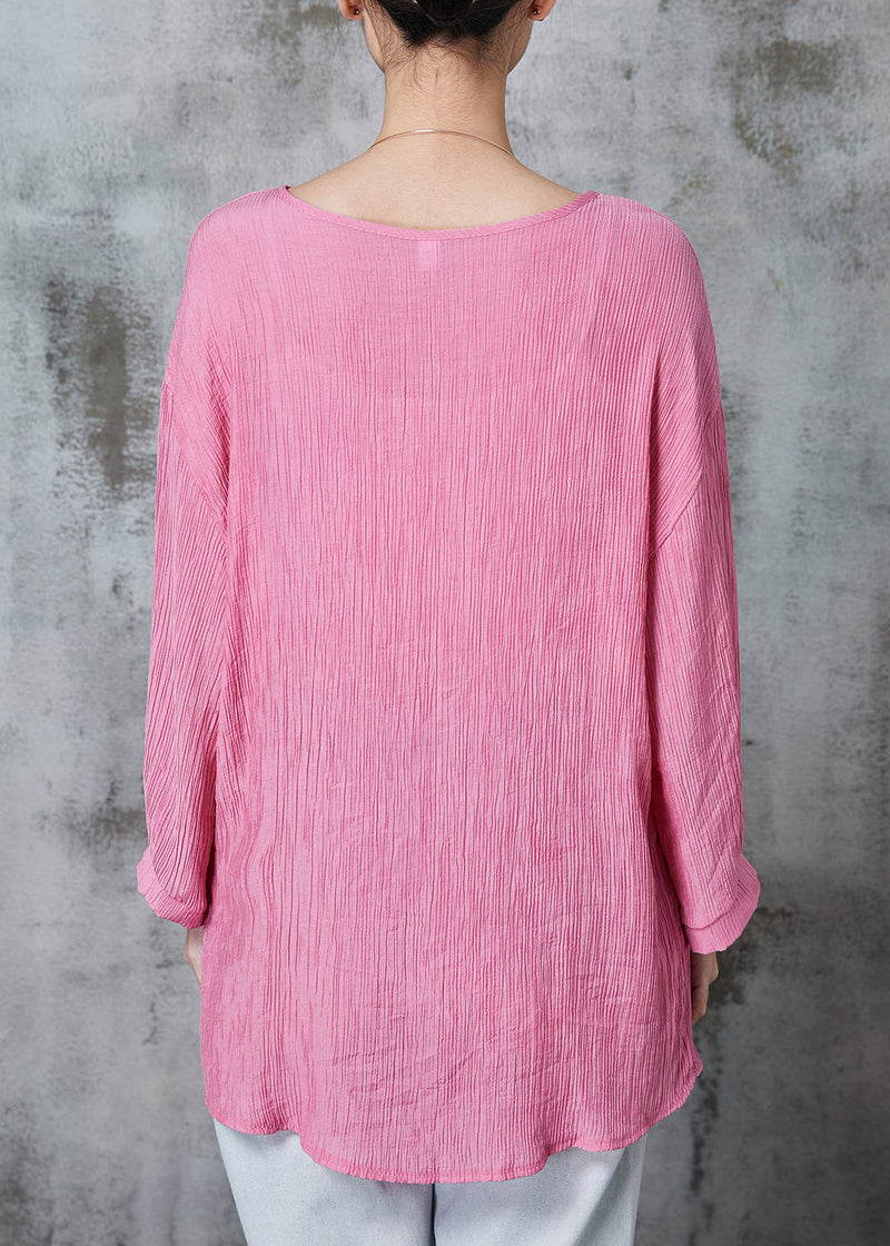 Pink Oversized Double Breast Cotton Top Summer