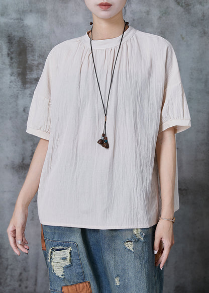 Apricot Stand Collar Linen Tank Summer