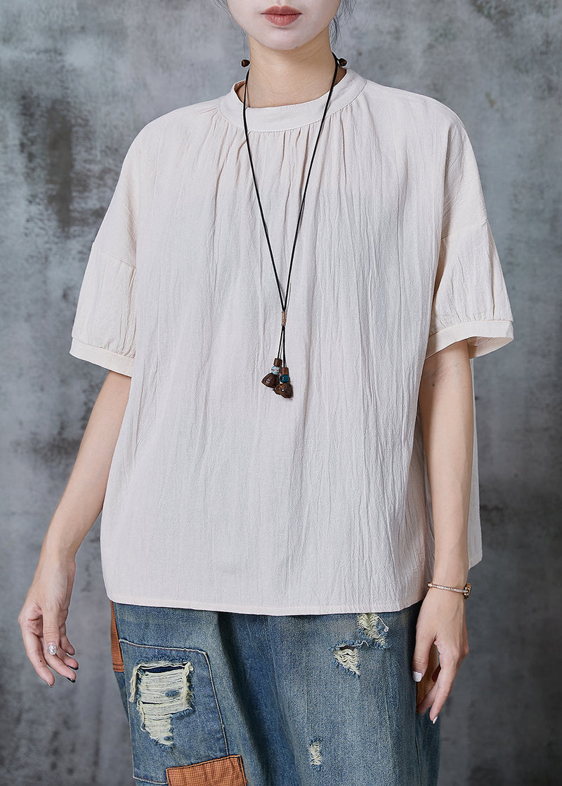 Apricot Stand Collar Linen Tank Summer