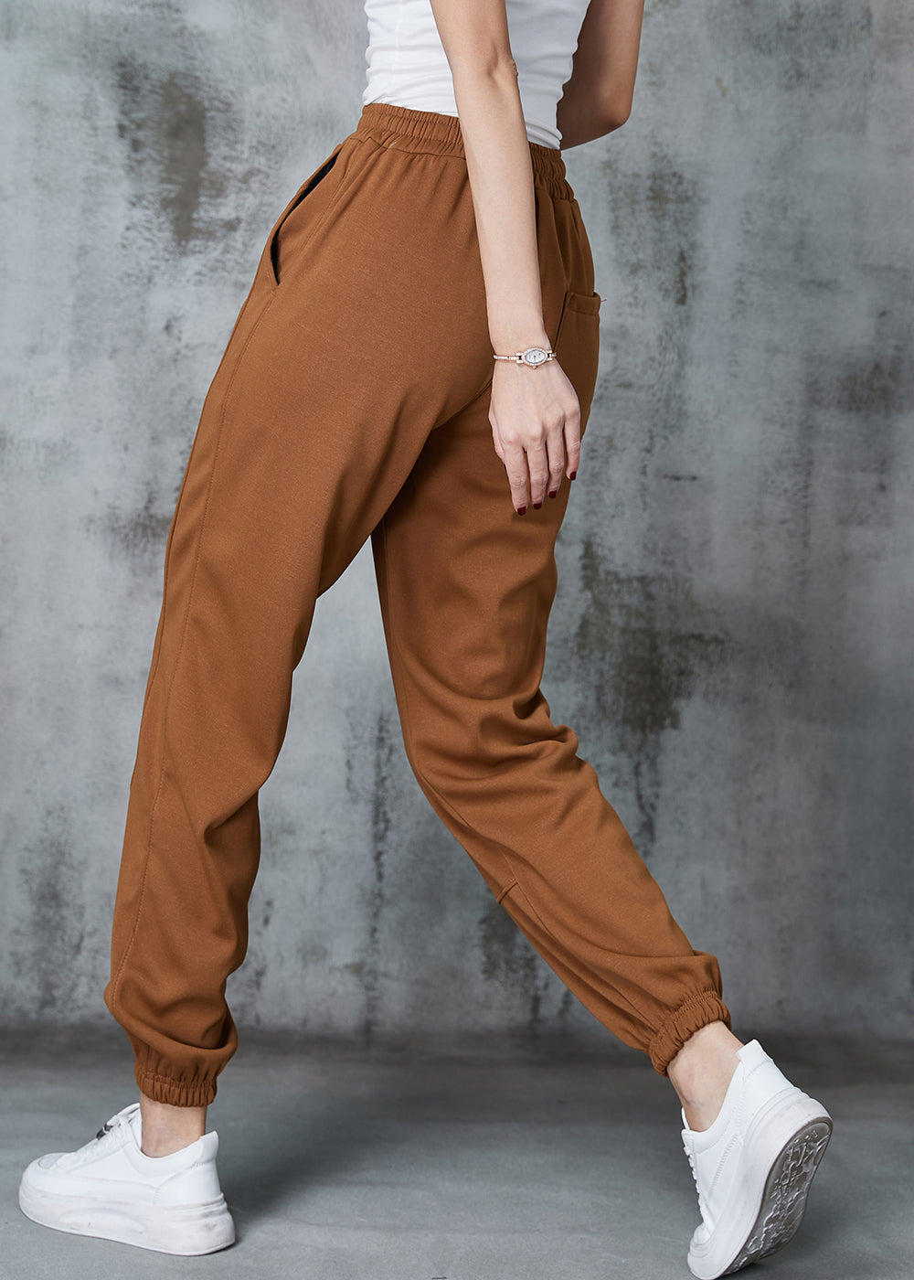 Khaki Oversized Patchwork Cotton Harem Pants Spring