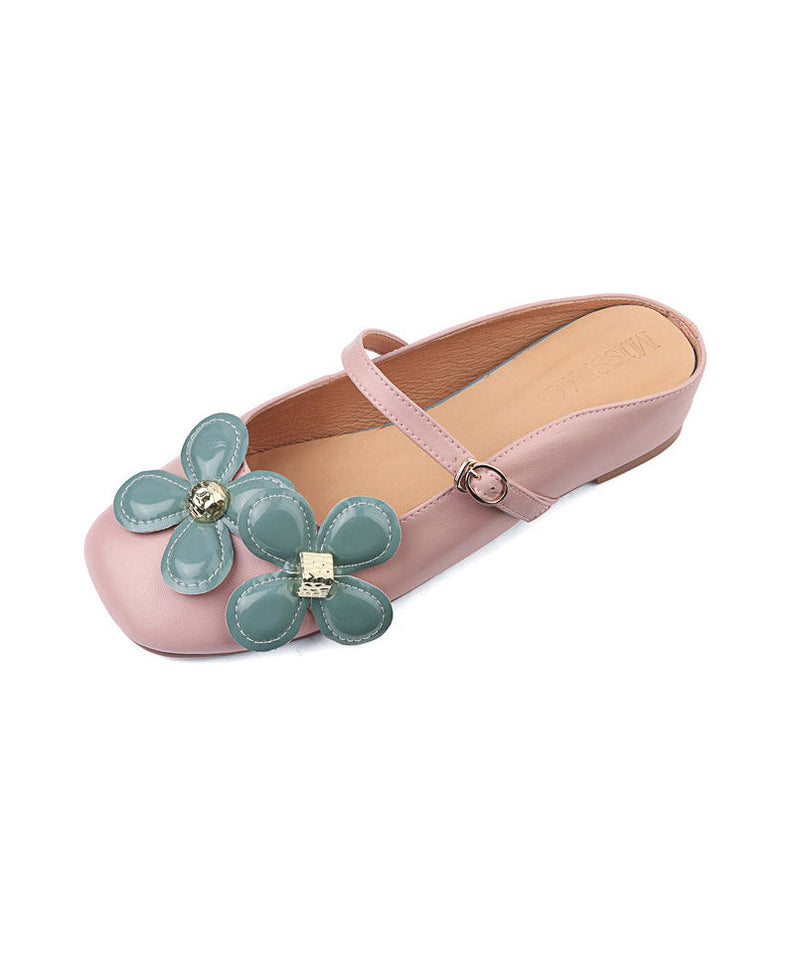 Pink Wedge Sheepskin Splicing Slide Sandals