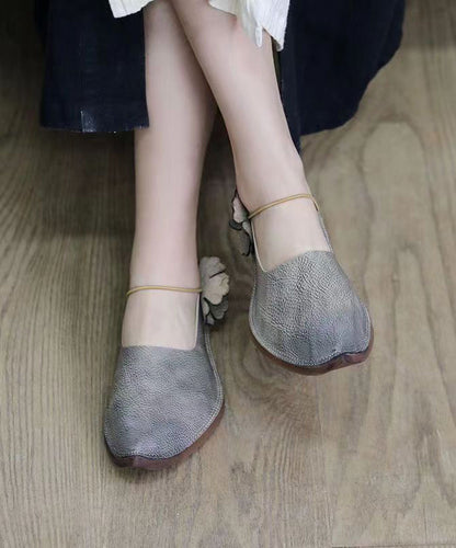 Handmade Retro Flat Shoes for Brown Cowhide Leather