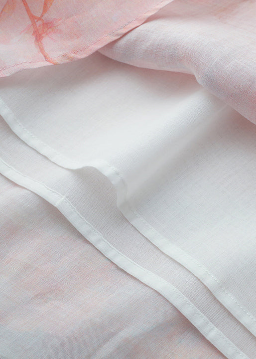Pink V Neck Print Linen Shirt Top Half Sleeve