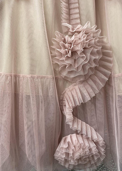 Camel Patchwork Tulle a Line Skirt Spring