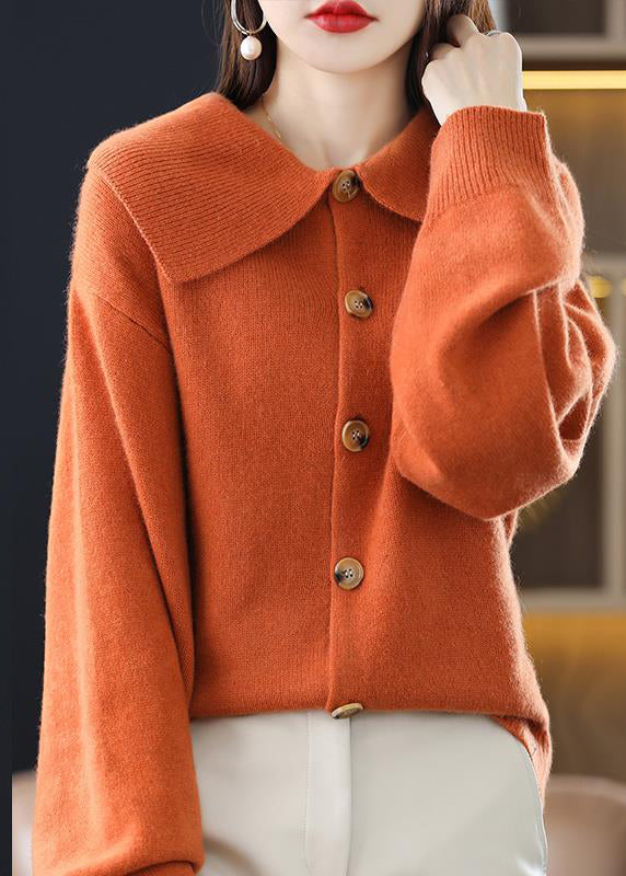 Stylish Red Peter Pan Collar Button Knit Cardigan Fall