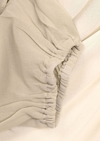 Original Design Apricot V Neck Ruffled Chiffon Top Summer