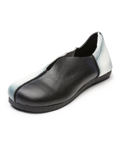 Comfortable Splicing Flats White Cowhide Leather