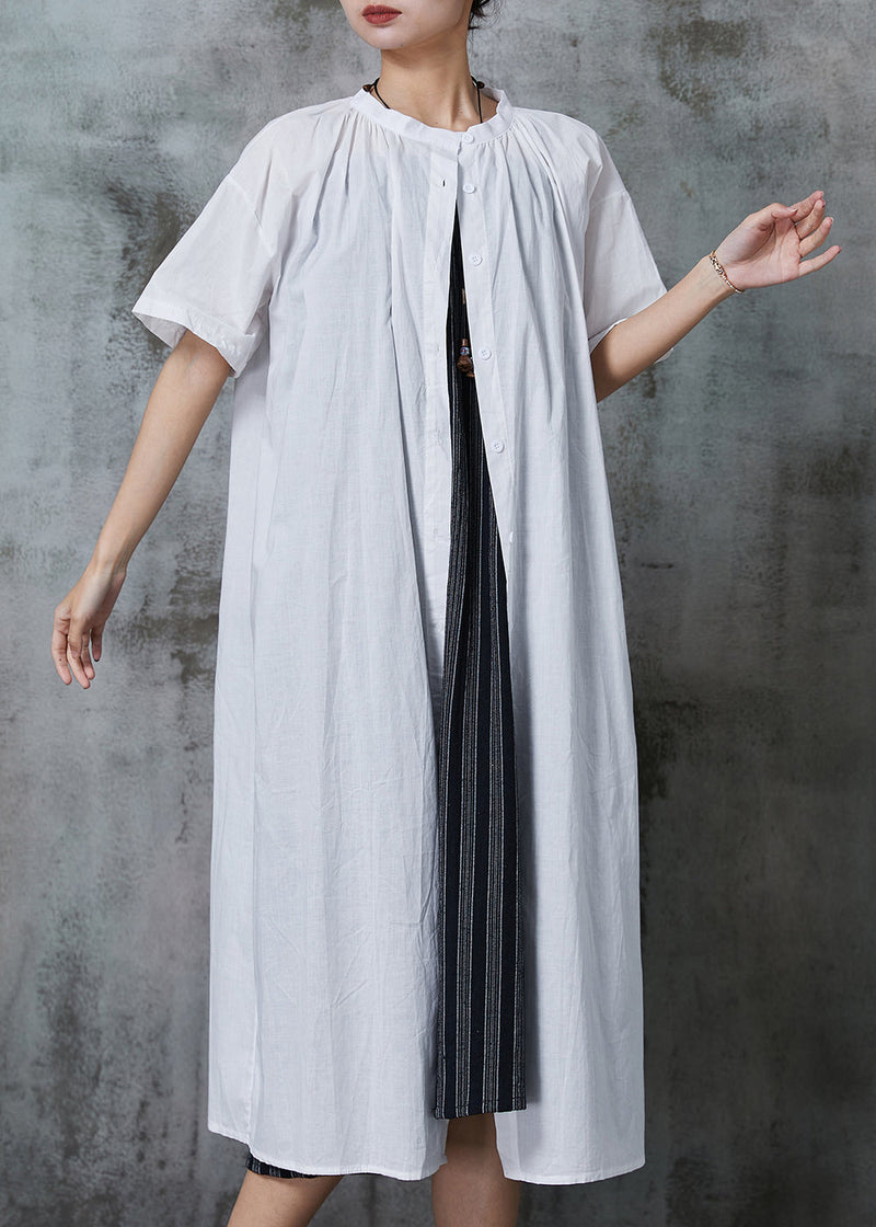 White Oversized Cotton Dress Two Pieces Set Summer