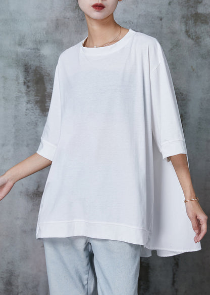 Green Cotton Pullover Sweatshirt Oversized Half Sleeve Summer