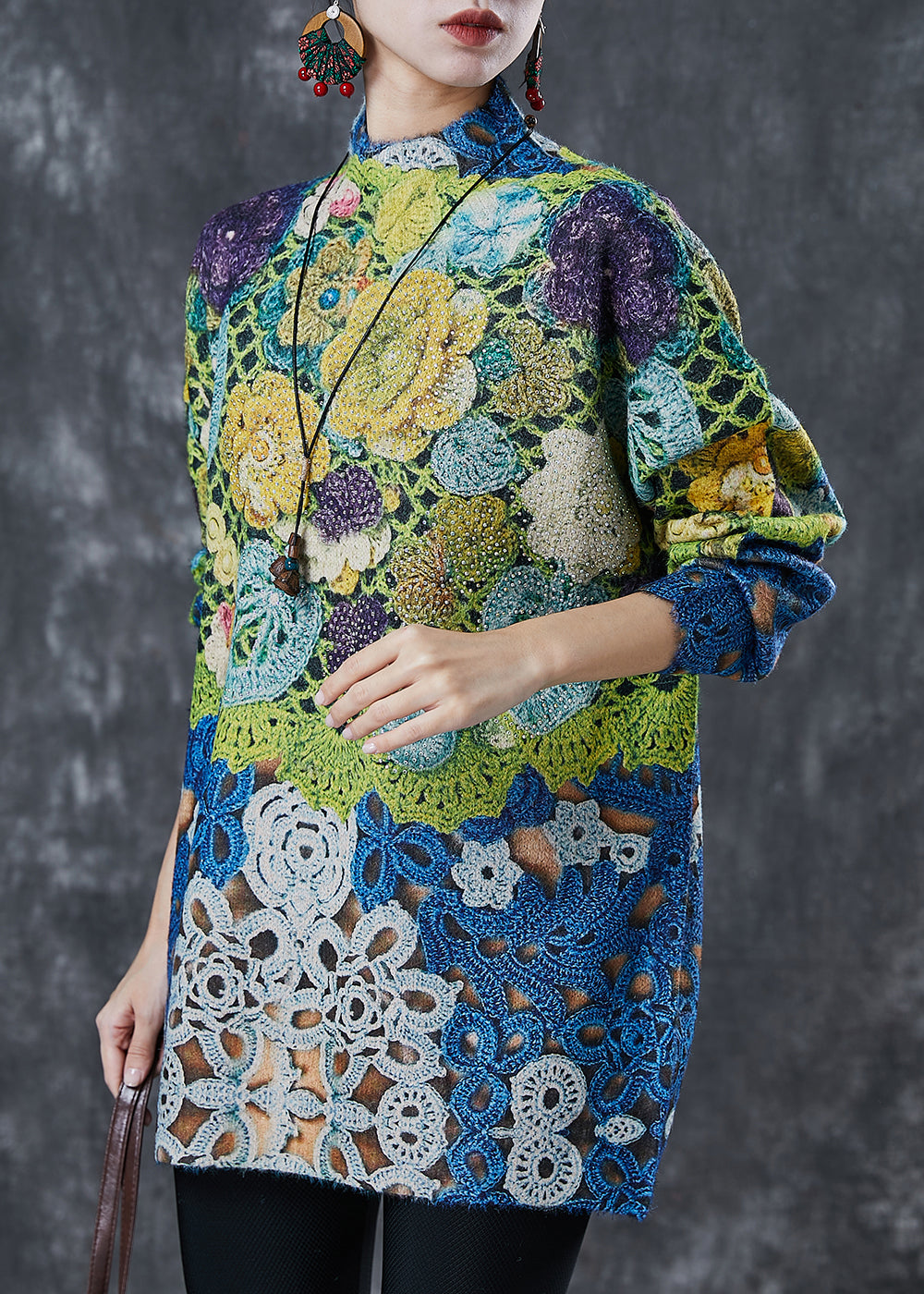 Green Zircon Knit Pullover Spring