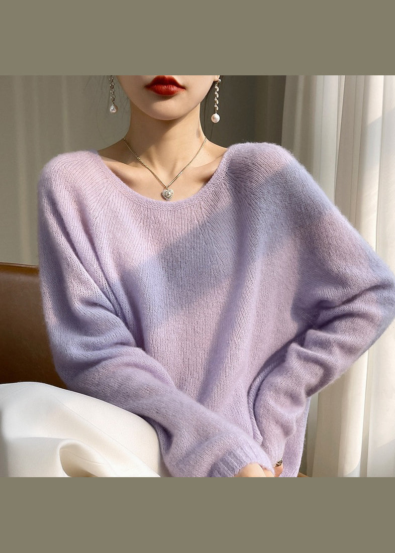 Pink O Neck Cozy Cashmere Knit Top Spring