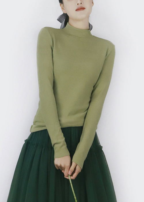 Slim Fit Green Thick T Shirt Tops