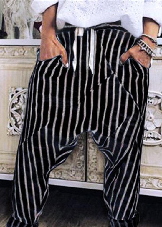 Striped Elastic Waist Trouser Pants