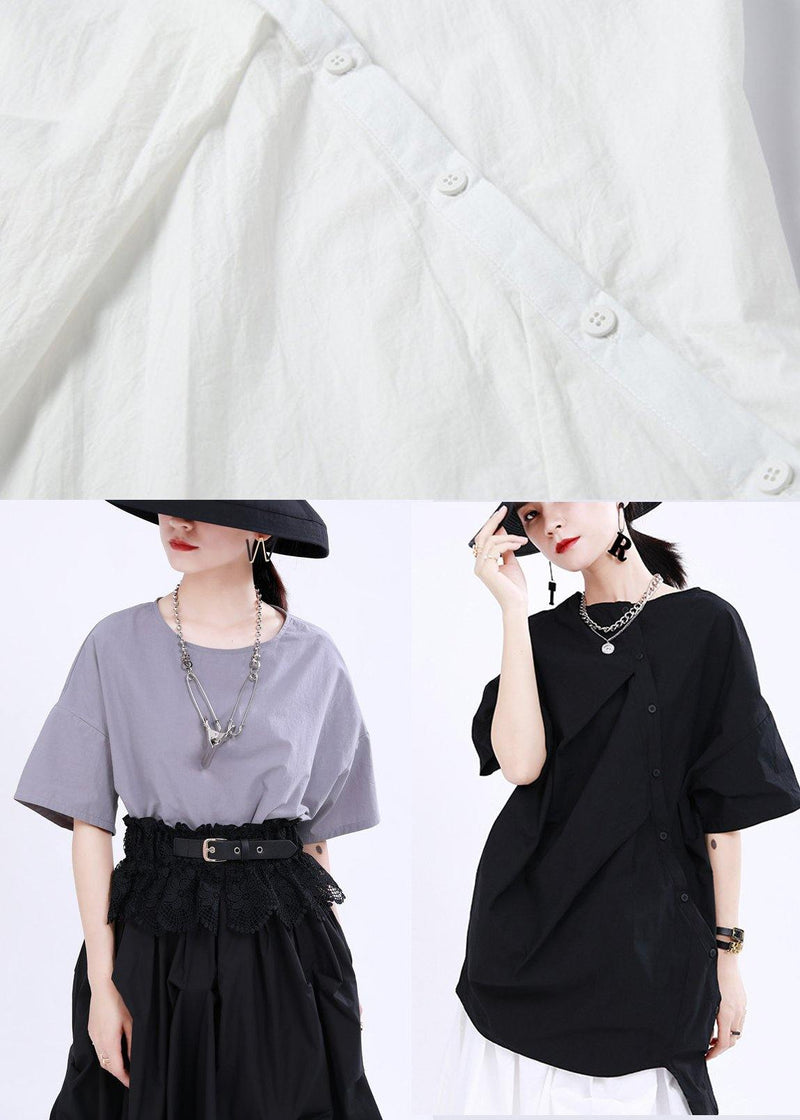 Classy Grey Low High Design Cotton T-shirt Summer