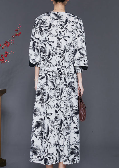 Original Design White Oversized Ink and Wash Cotton Dress Spring
