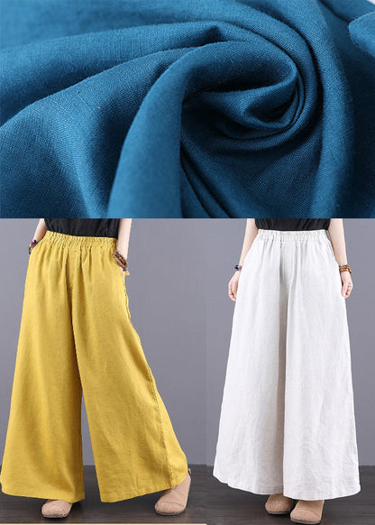 Peacock Blue Oversized Linen Wide Leg Pants Summer