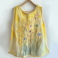Vintage Floral Embroidered Sleeveless Comfy Shirt artswardrobe