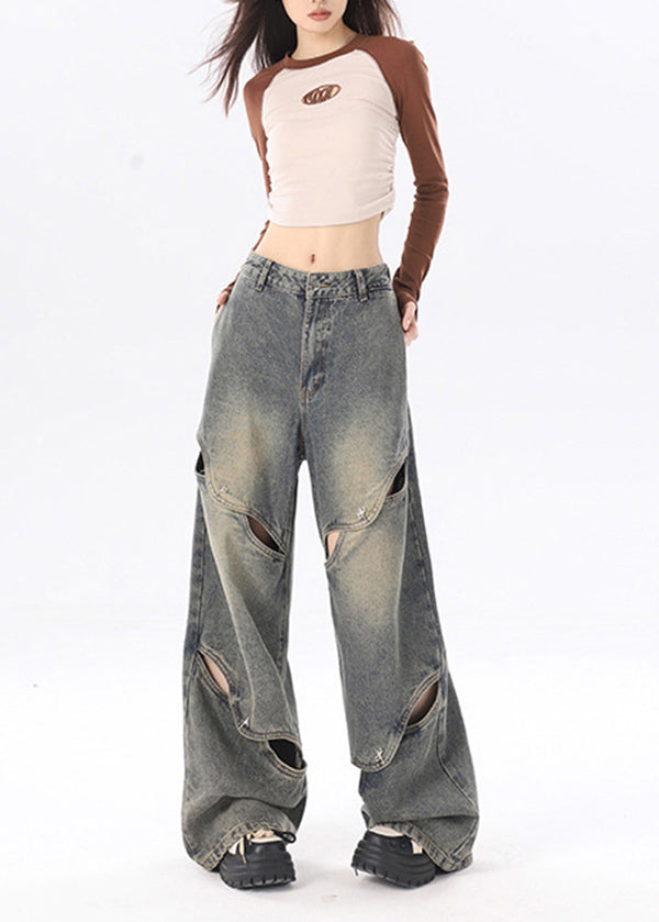 American Style Blue Ripped Jeans Spring