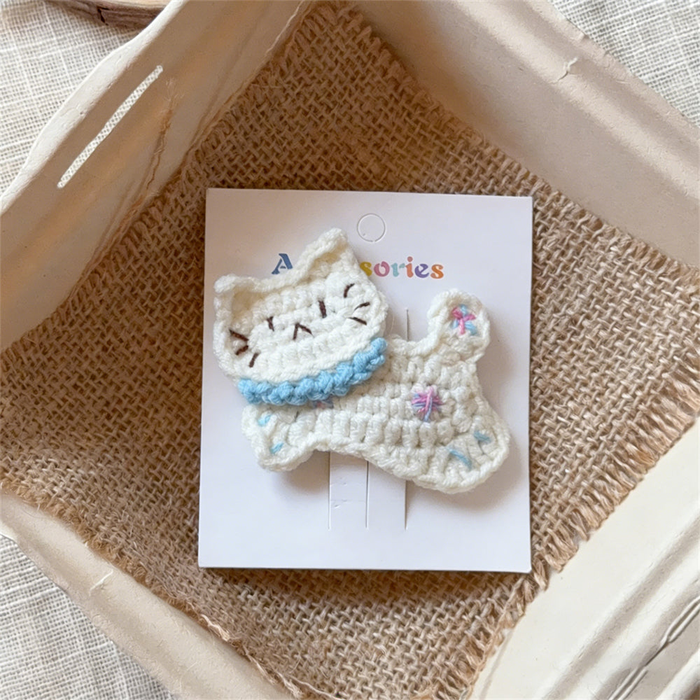 Comstylish Handmade Crochet Cartoon Cat Hair Clip
