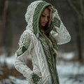 Vintage Viking Tree Of Life Celtic Contrast Hooded Chunky Cardigan artswardrobe