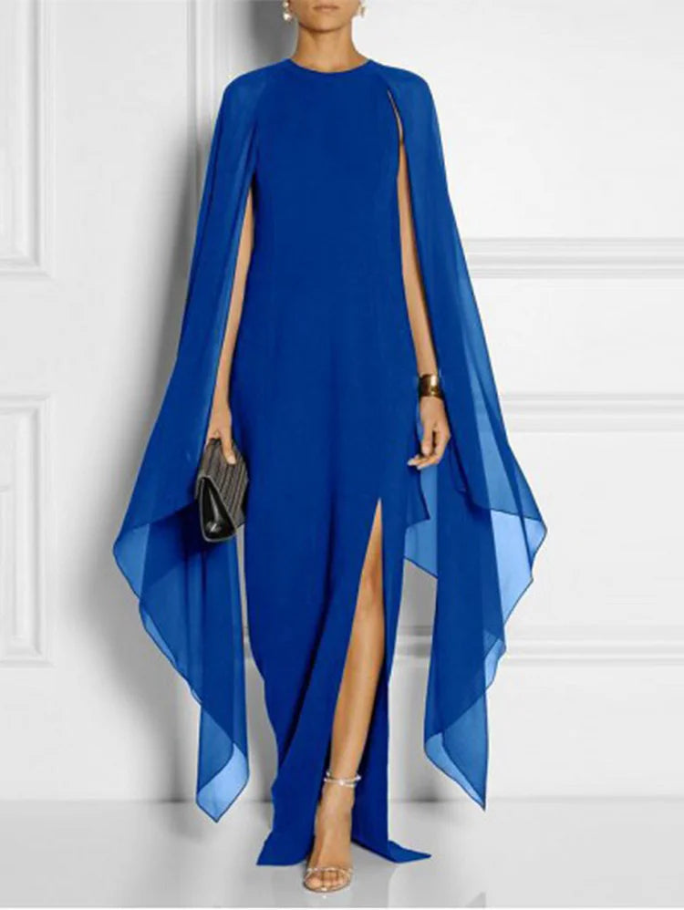 Thigh Split Hem Cloak Sleeve Maxi Dress Summer