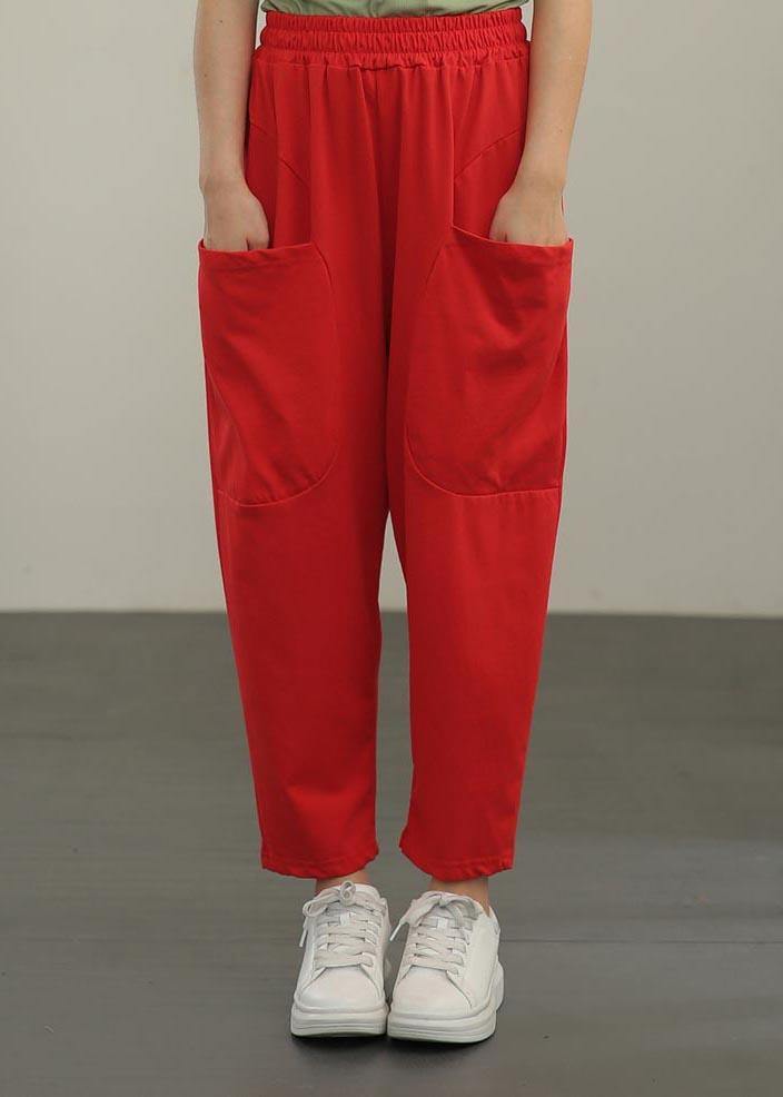 Red Crop Harem Pants Summer