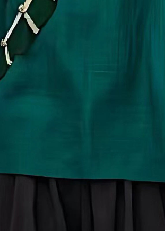 Dull Green Oversized Linen Shirt Flare Sleeve