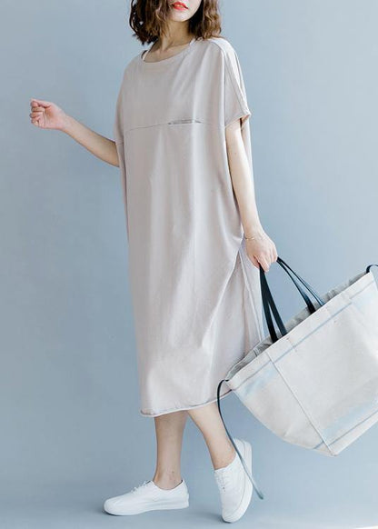 Khaki Short Sleeve Cotton Summer Dresses