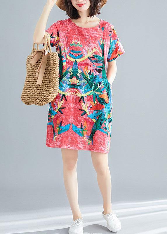 Yellow Retro Print Summer Robe Dresses Short Sleeve