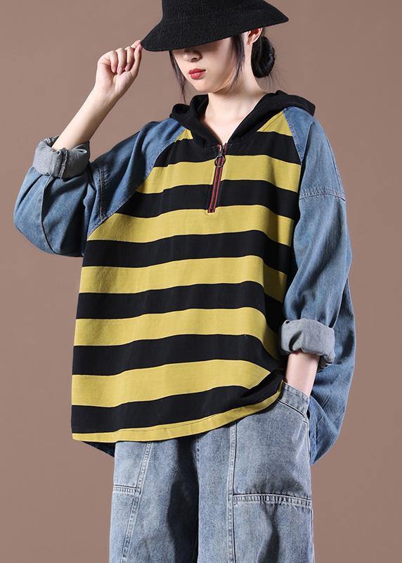 Yellow Striped Asymmetrical Design Autumn Ideas Tops