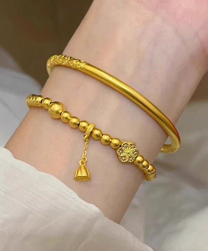 Gold Ancient Gold Bangle and Charm Bracelet Two Piece Set