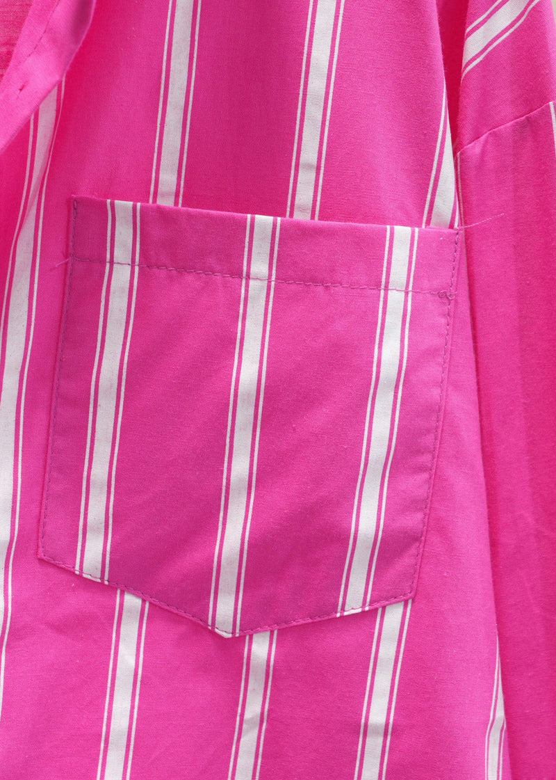 Rose Striped Pockets Cotton Fall Shirts Peter Pan Collar