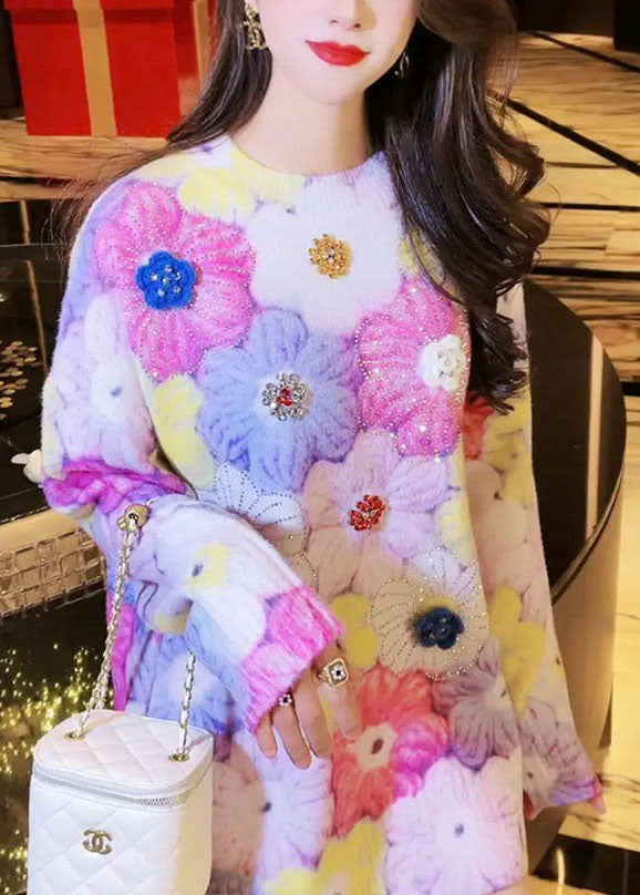 Zircon Thick Cotton Knit Sweaters Long Sleeve