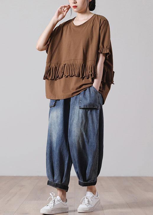 Black O-neck Cotton T Shirt Short Sleeve Summer