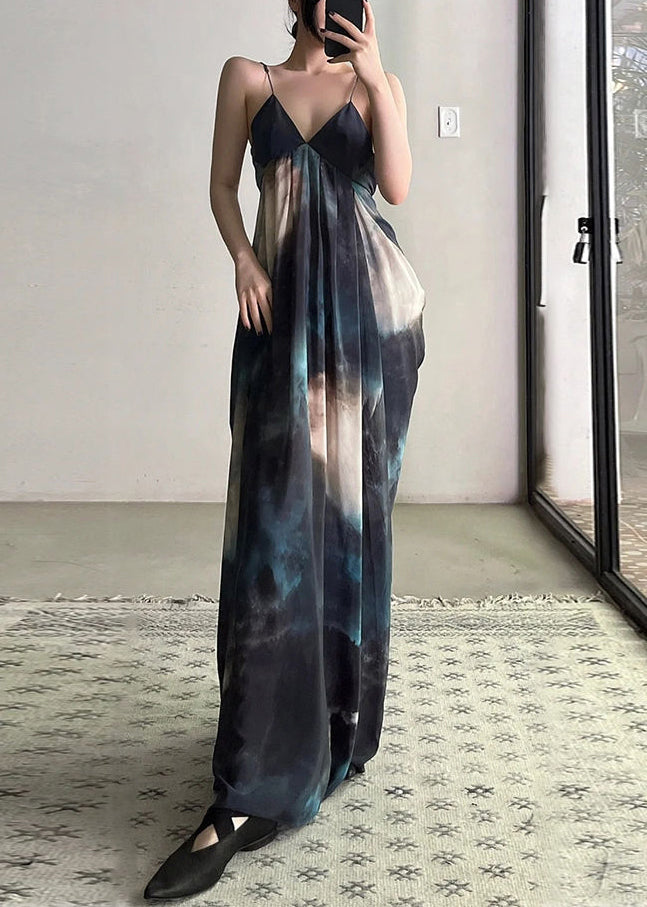 Blue Cardigans and Spaghetti Strap Dresses Chiffon Two Piece Suit Fall