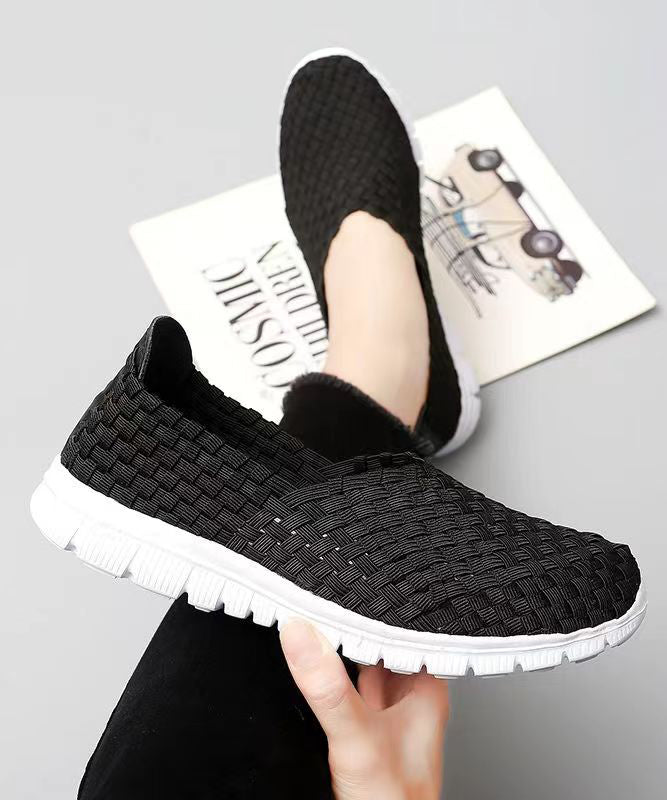 Pink Flat Shoes Knit Fabric Comfortable Splicing Soofairy Shoes-20251