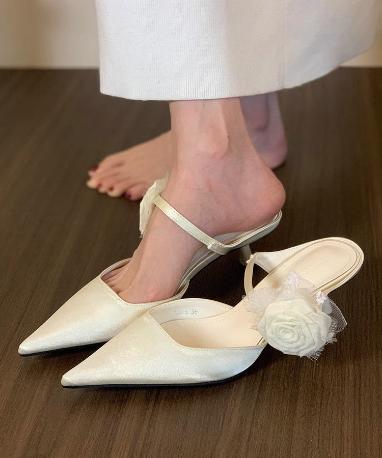 Black Splicing Stiletto Slide Sandals Pointed Toe