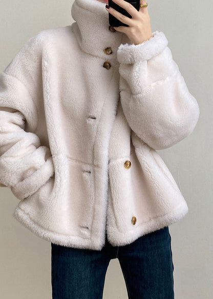 Camel Stand Collar Pockets Patchwork Wear on Both Sides Thick Fleece Jacket Long Sleeve