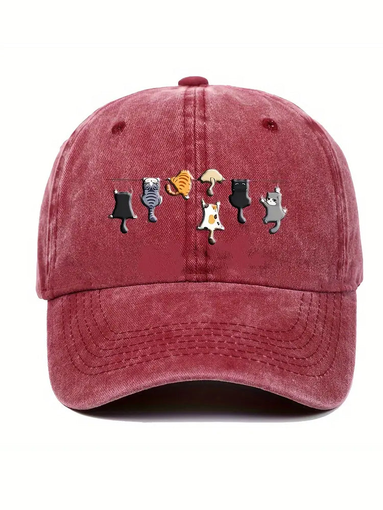 Comstylish Cartoon Cats Vintage Washed Hat